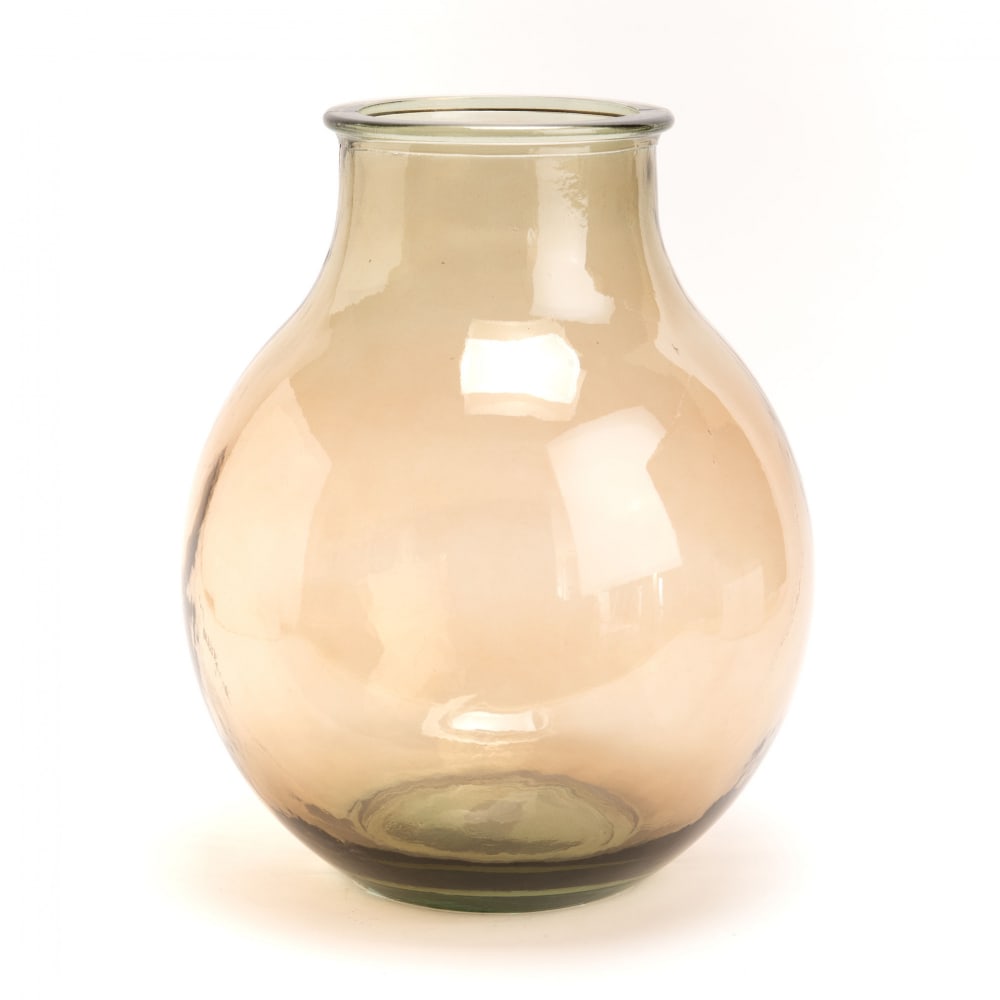 Vase rond 12 l taupe marron en verre
