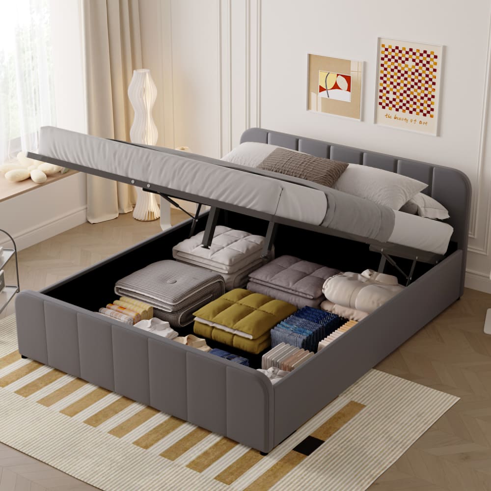 Concept Usine Bett mit Aufbewahrungsbox 140x190cm in grauem Samt style modern - Samt