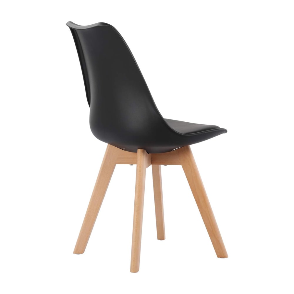 Lot de 4 chaises en polypropylène noir, pieds en bois, 47x52x82 cm