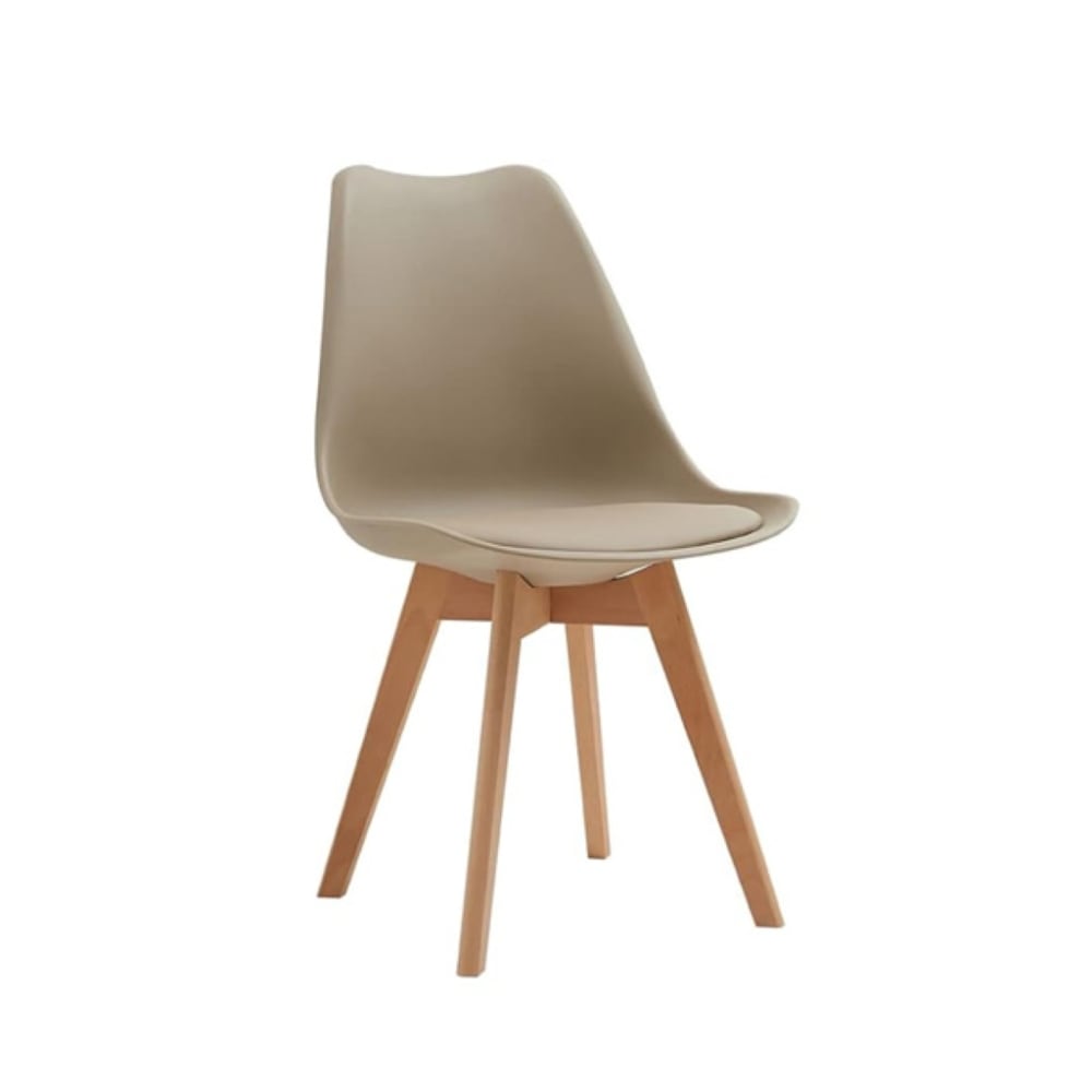 Set 4 Stühlen aus taupefarbenem Polypropylen, Beine aus