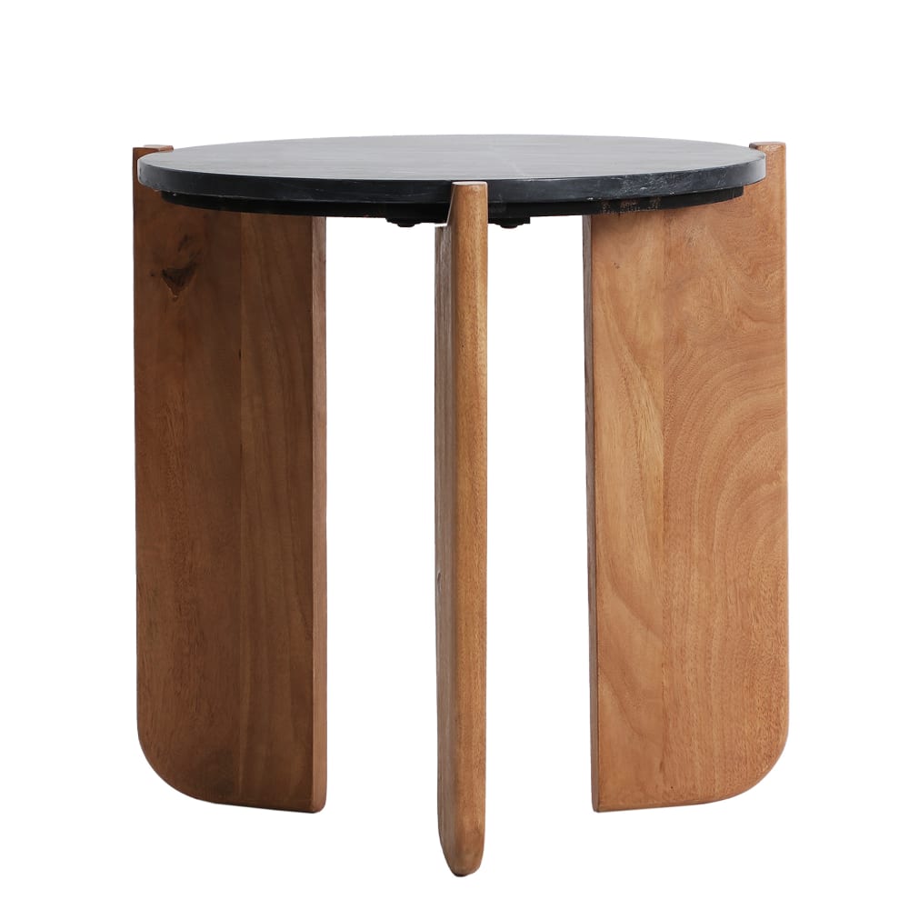 Table basse en marbre noir veinage en 49x49x50 cm