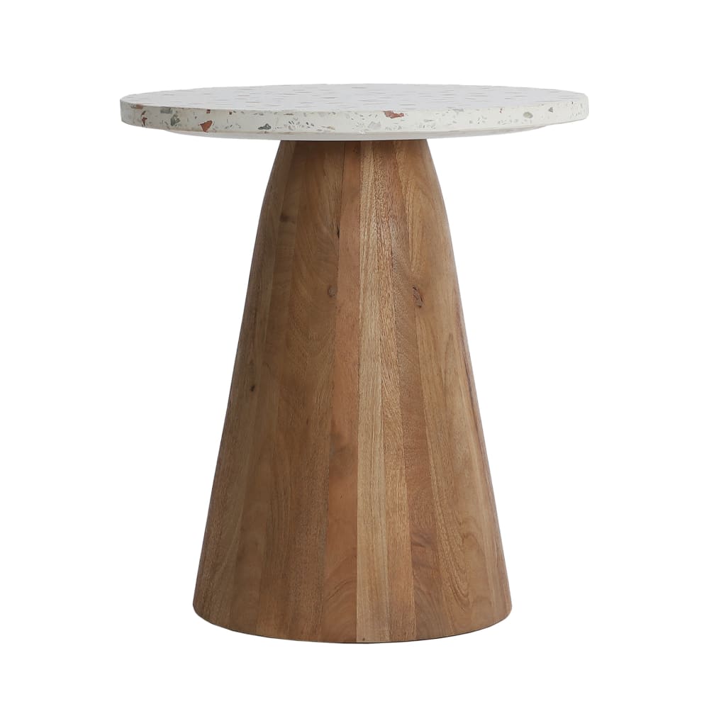 Table basse en terrazzo blanc en 40x40x50 cm - lot de 2