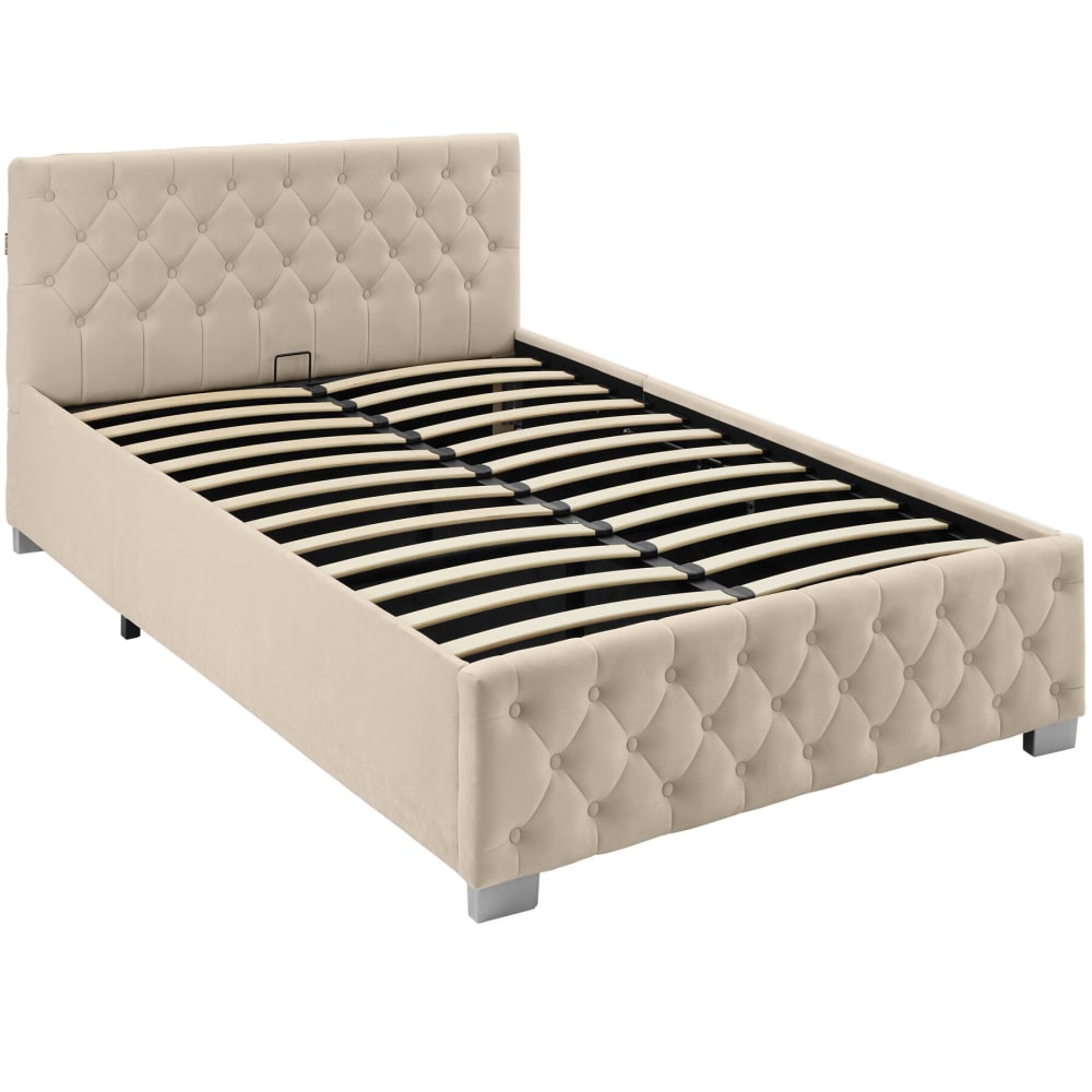 Tectake Cama tapizada con led y