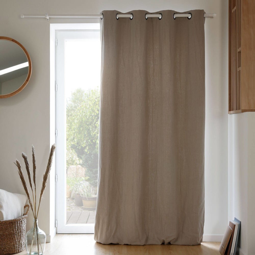 Moondream Thermovorhang Ösens Beige MC632 140Lx260H style classic chic Beige Öko-Tex Zertifikat Leinen