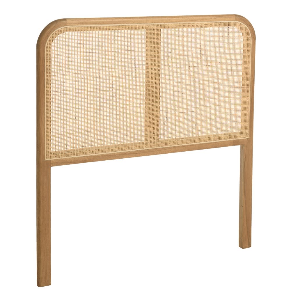 T te de lit en bois de mindi et rotin naturel pour lits 80/90cm