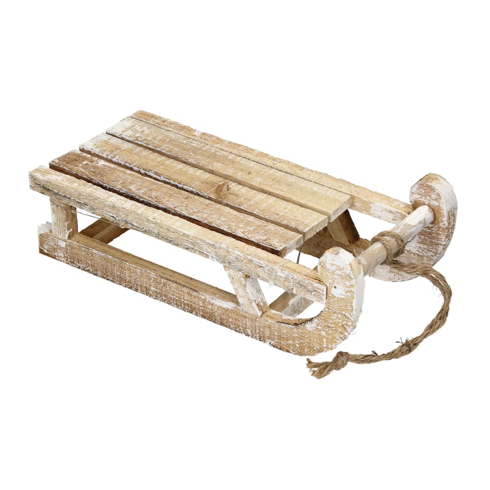 ECD Germany LED Deko Schlitten Holz Braun 25LED Warmweiß 31,5cm Batterriebetrieben Braun Holz Festliche Dekoration