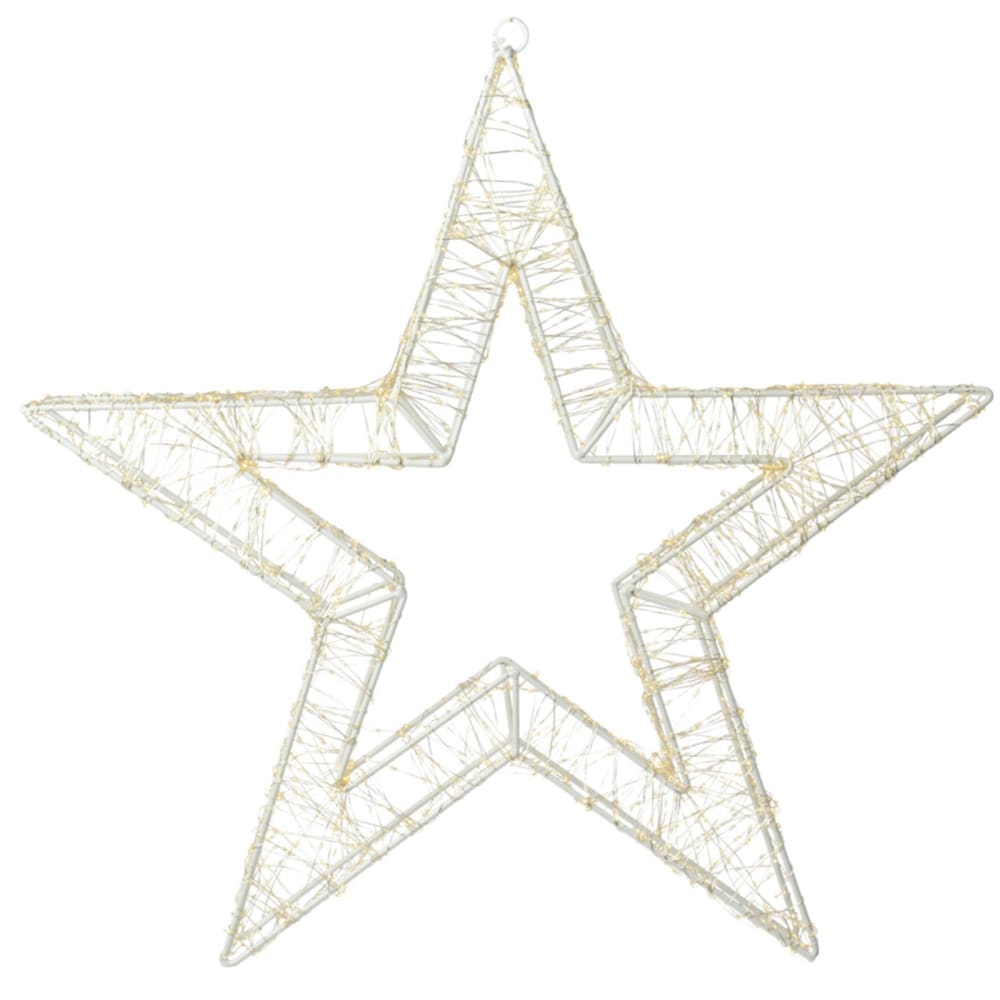 Estrella de Navidad LED decorativa colgante 50 cm blanca, temporizador