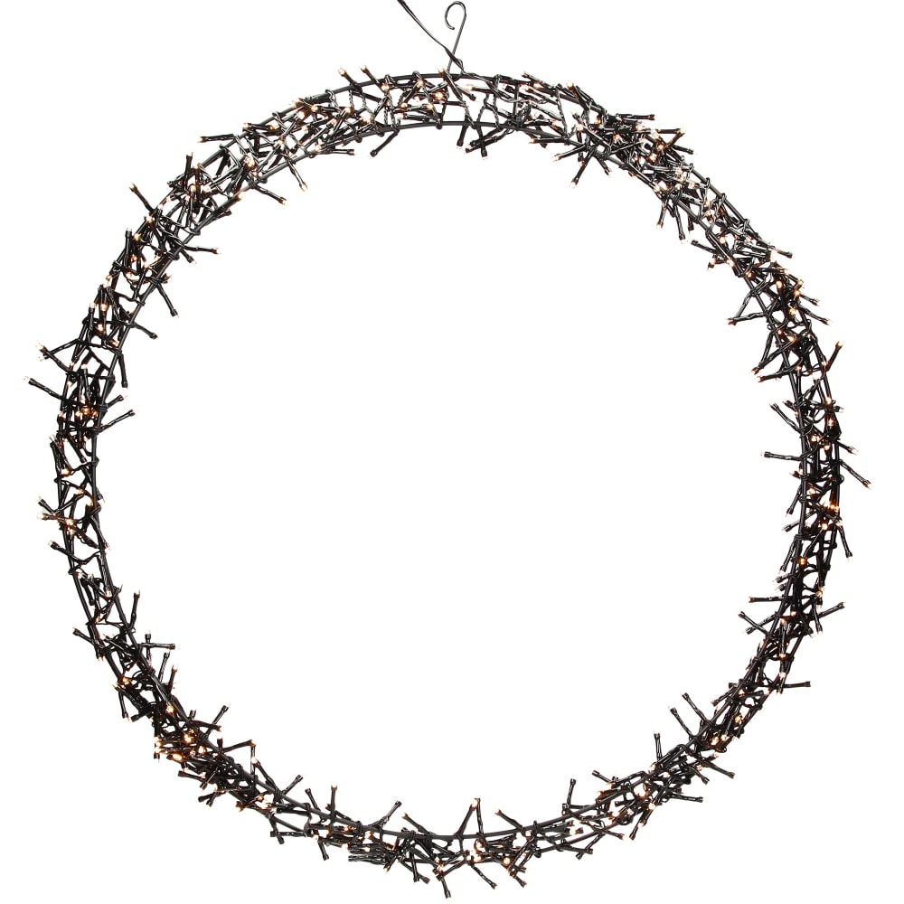 ECD Germany LED Lichterkranz Ø58cm 500 LEDs Warmweiß 8 Leuchtmodi aus Metall Schwarz Pvc - Polyvinlychlorid Festliche Dekoration