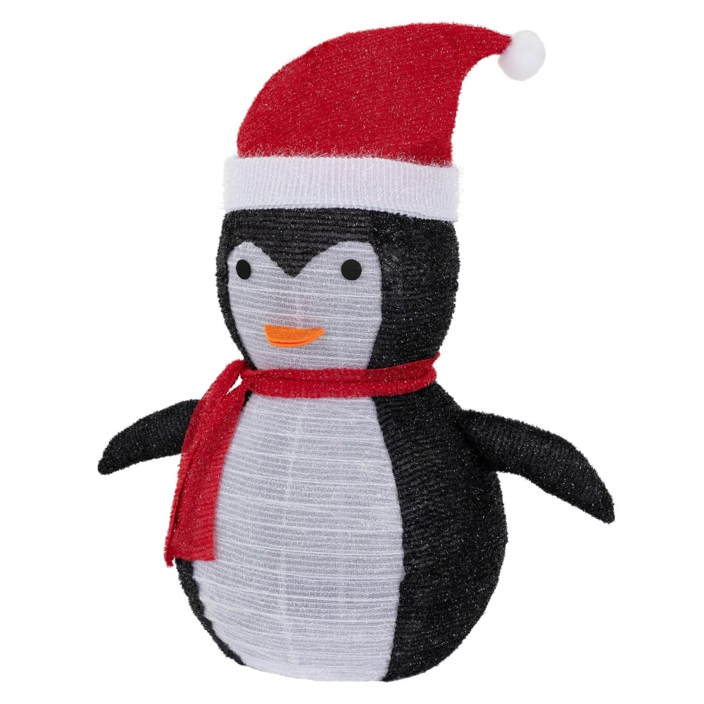 ECD Germany LED Weihnachts Pinguin 68cm 30LED Warmweiß batteriebetrieben Timer Mehrfarbig Pvc - Polyvinlychlorid Festliche Dekoration