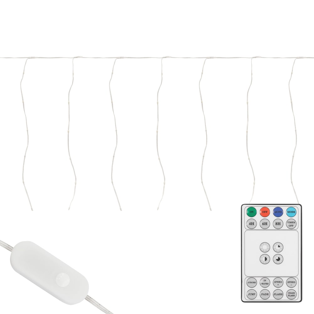 ECD Germany LED Lichtervorhang 600 cm 240 LEDs Warmweiß inkl. Timer 19 Leuchtmodi - Pvc - Polyvinlychlorid