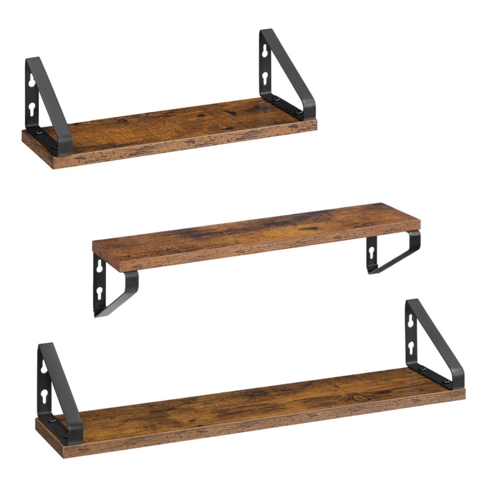 Étagère murale lot de 3 2 façons de montage marron rustique et noir