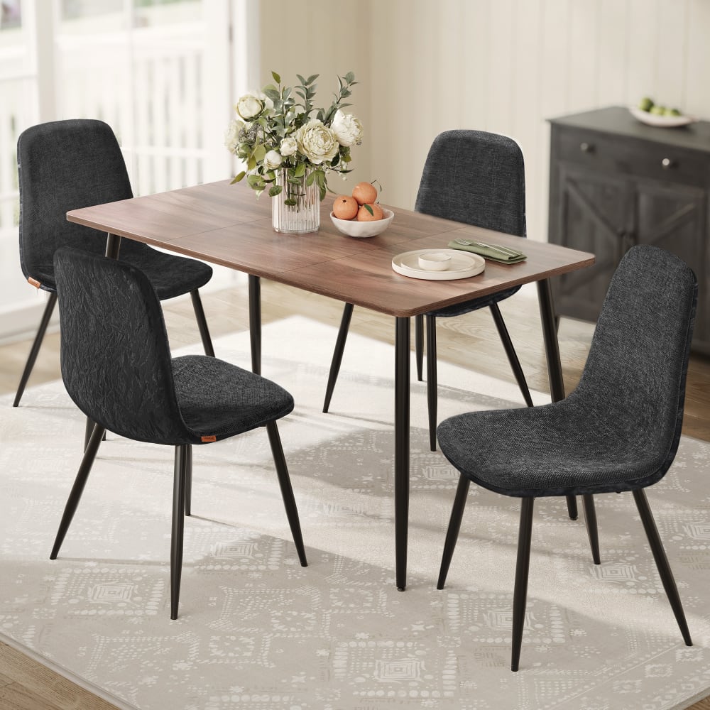 Chaises de salle à manger lot de 4 pieds réglables tissu chenille gris