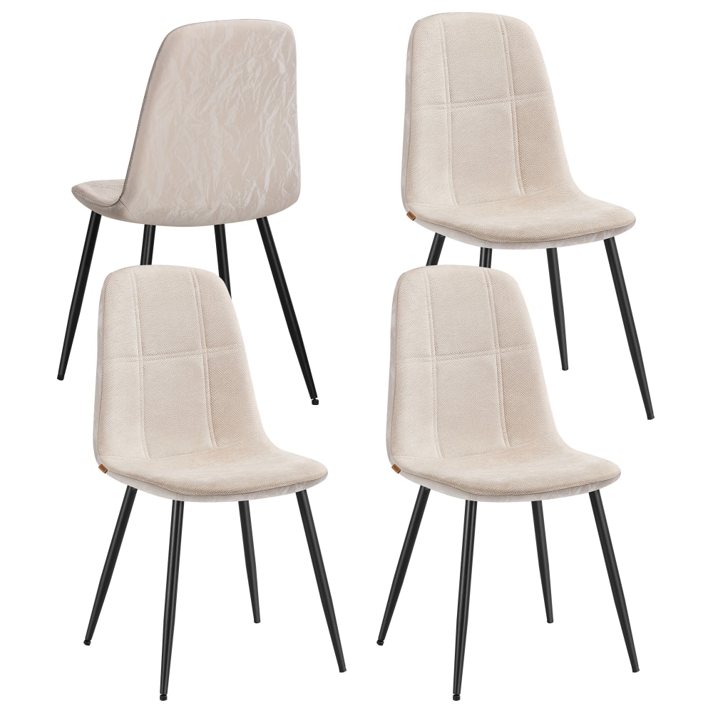 Chaises de salle à manger lot de 4 tissu chenille blanc — Beyit