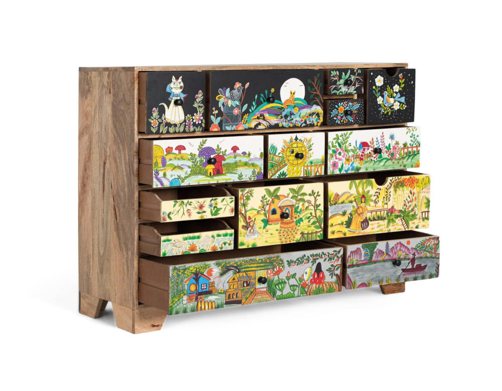 Commode en bois de manguier de style ethnique 120 cm