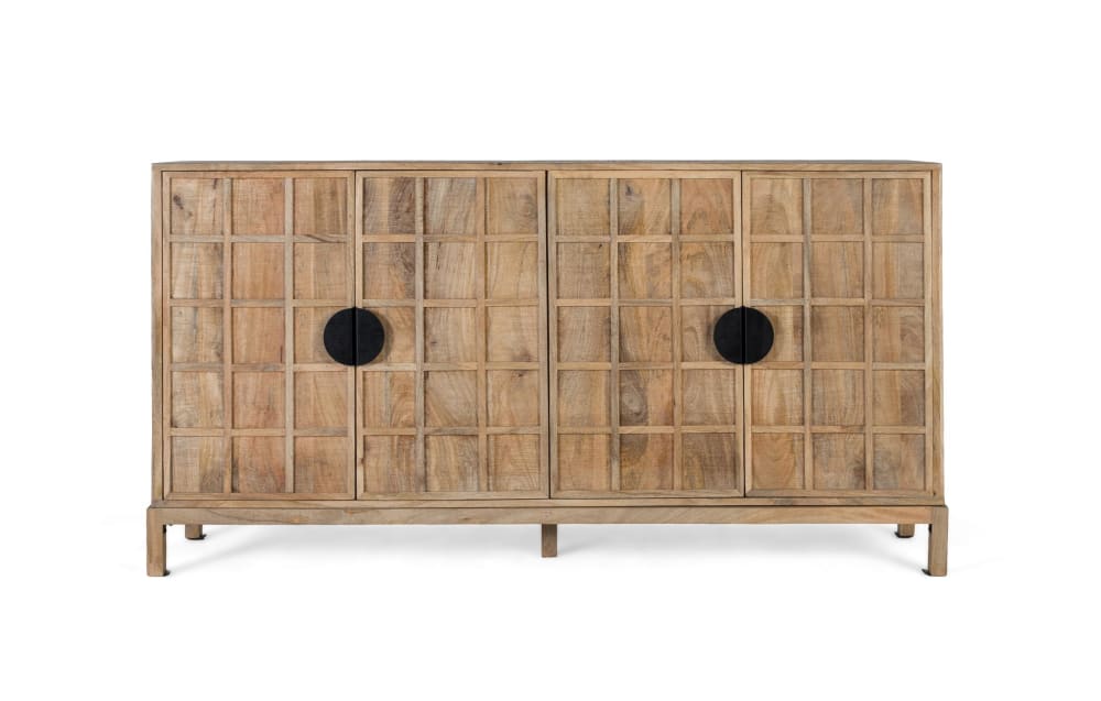 Buffet à quatre portes en bois de manguier massif 175 cm