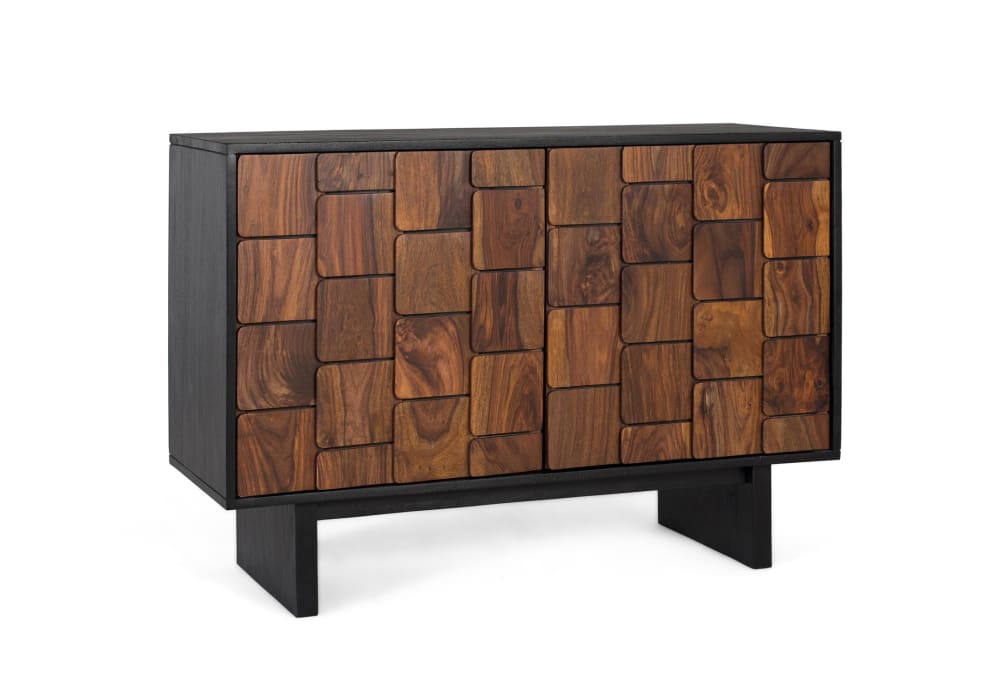 Buffet à deux portes en bois de sheezam orné de motifs géométriques