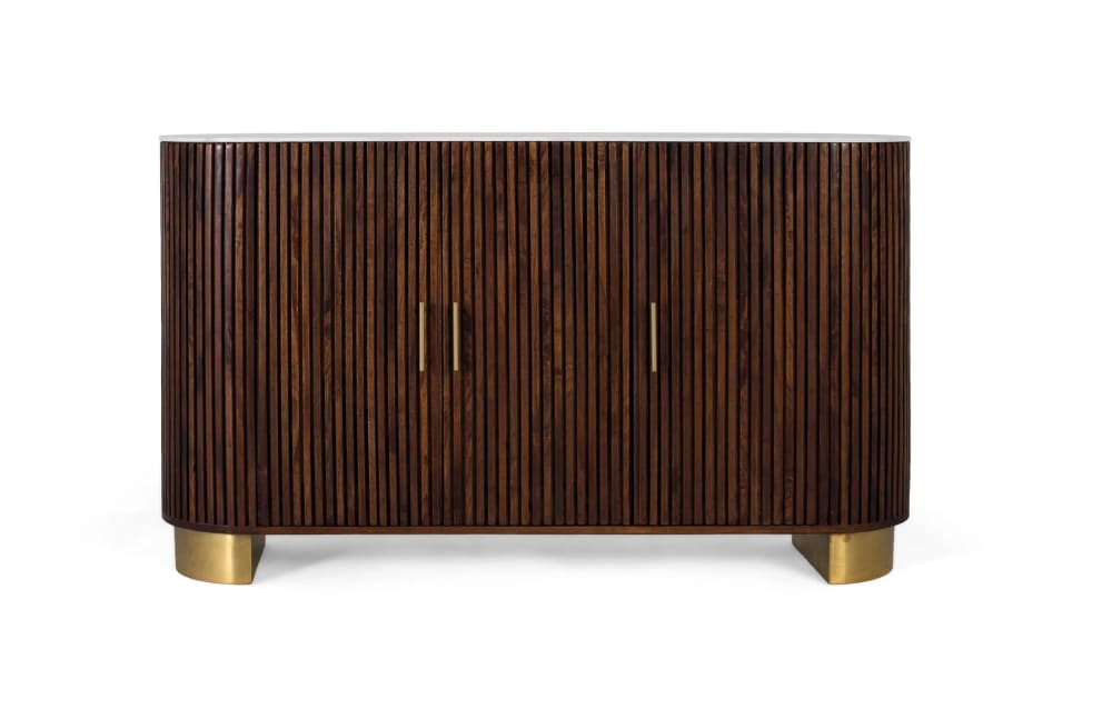 GINER Y COLOMER Sideboard mit geschwungenen Seiten aus walnussfarbenem Mangoholz Braun