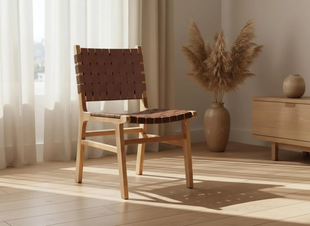 Set aus 2 Stühlen aus Gummibaumholz mit natürlicher Oberfläche -