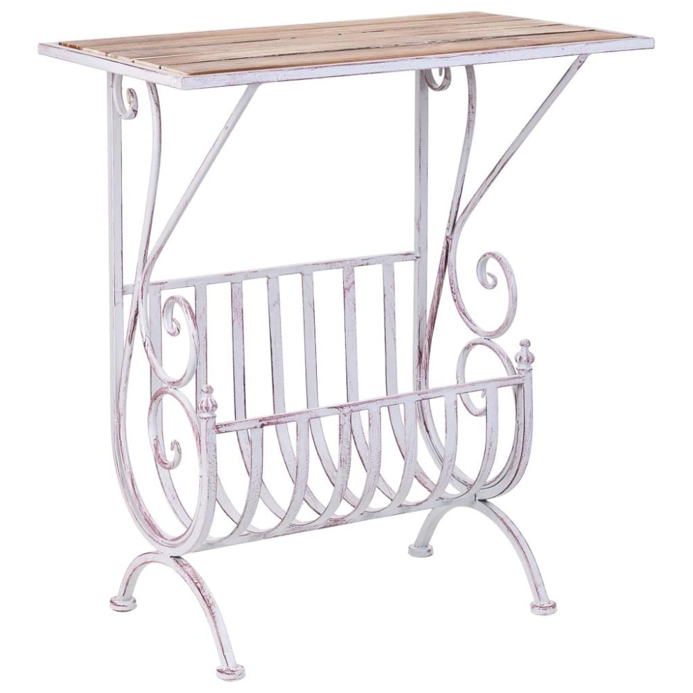 Wanderlust deco Beistelltisch, 60x36x70h cm, Weiß Weiß Metall