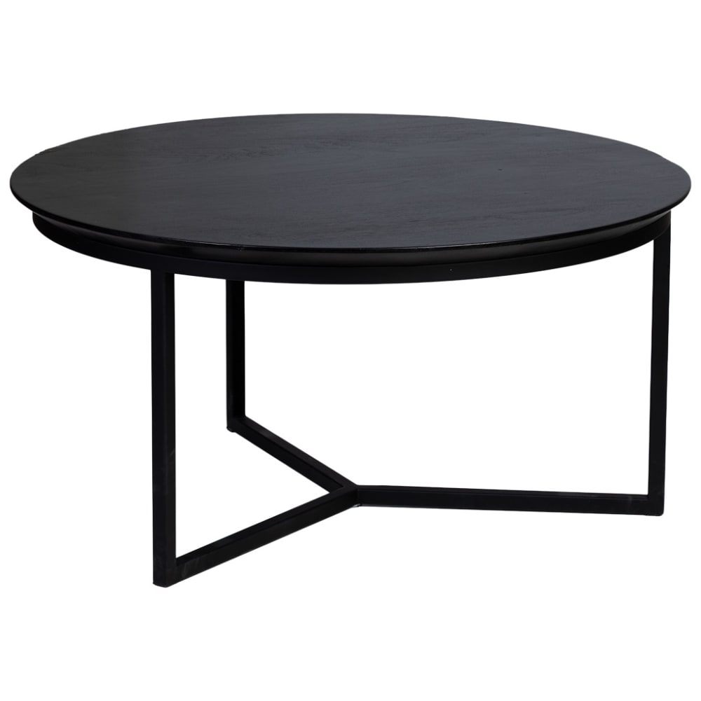 Wanderlust deco Couchtisch, Mangoholzplatte und Eisenbeine, 80x80x40h cm, schwarze style modern - -