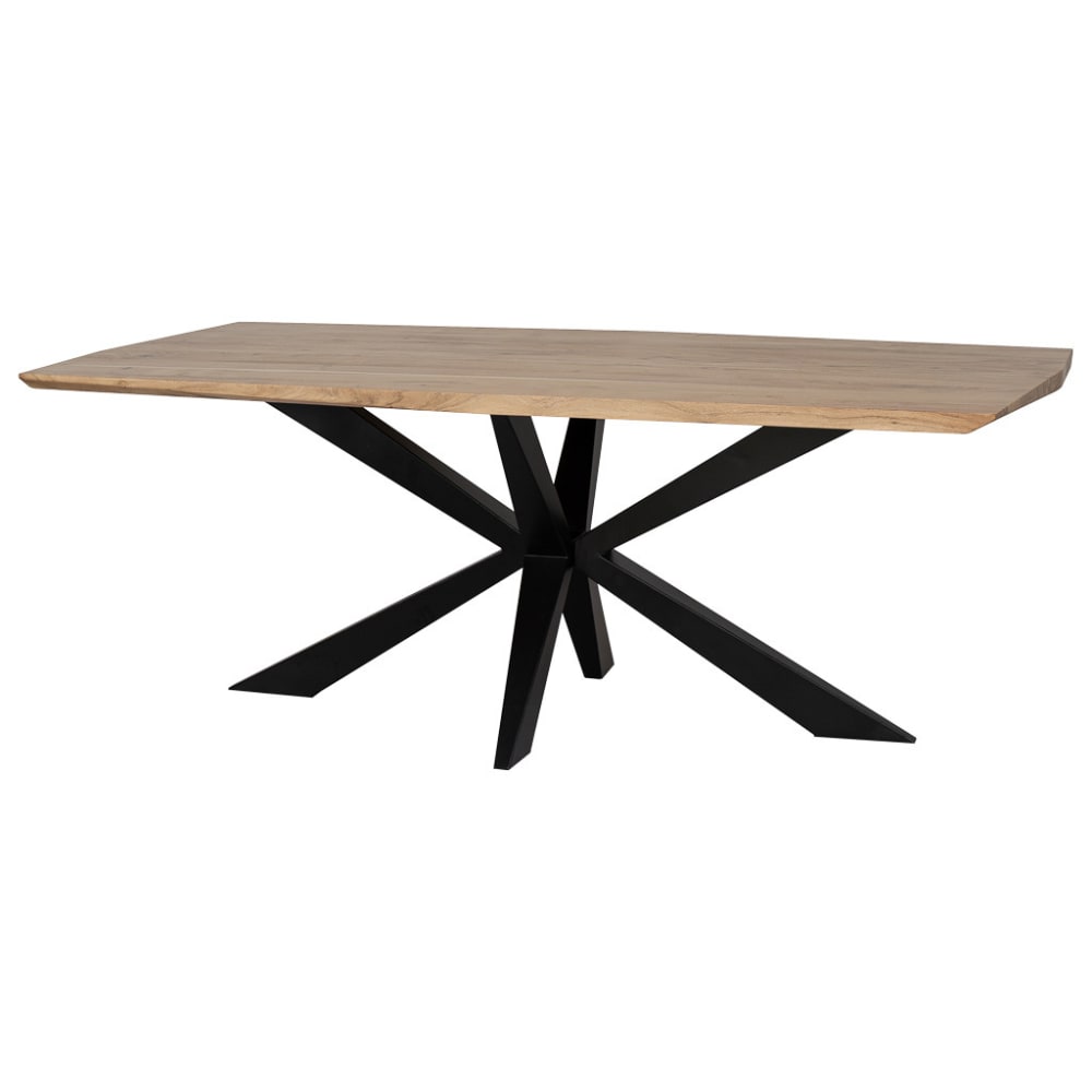 Table à manger à bord conique en bois d'acacia naturel 200x100x76h Table à manger à bord conique en bois d'acacia naturel 200x100x76h