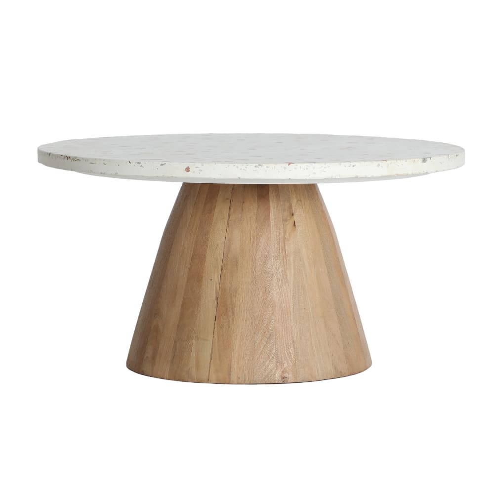 Table basse en terrazzo blanc  en 80x80x41 cm