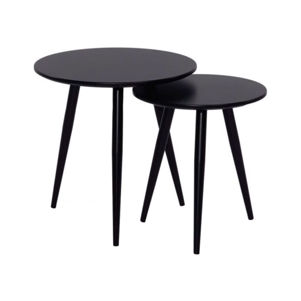 Feldmann-Wohnen Couchtisch 2er-Set aus MDF & Metall, 50x50x50cm & 45x45x40cm, schwarz style modern - Holz