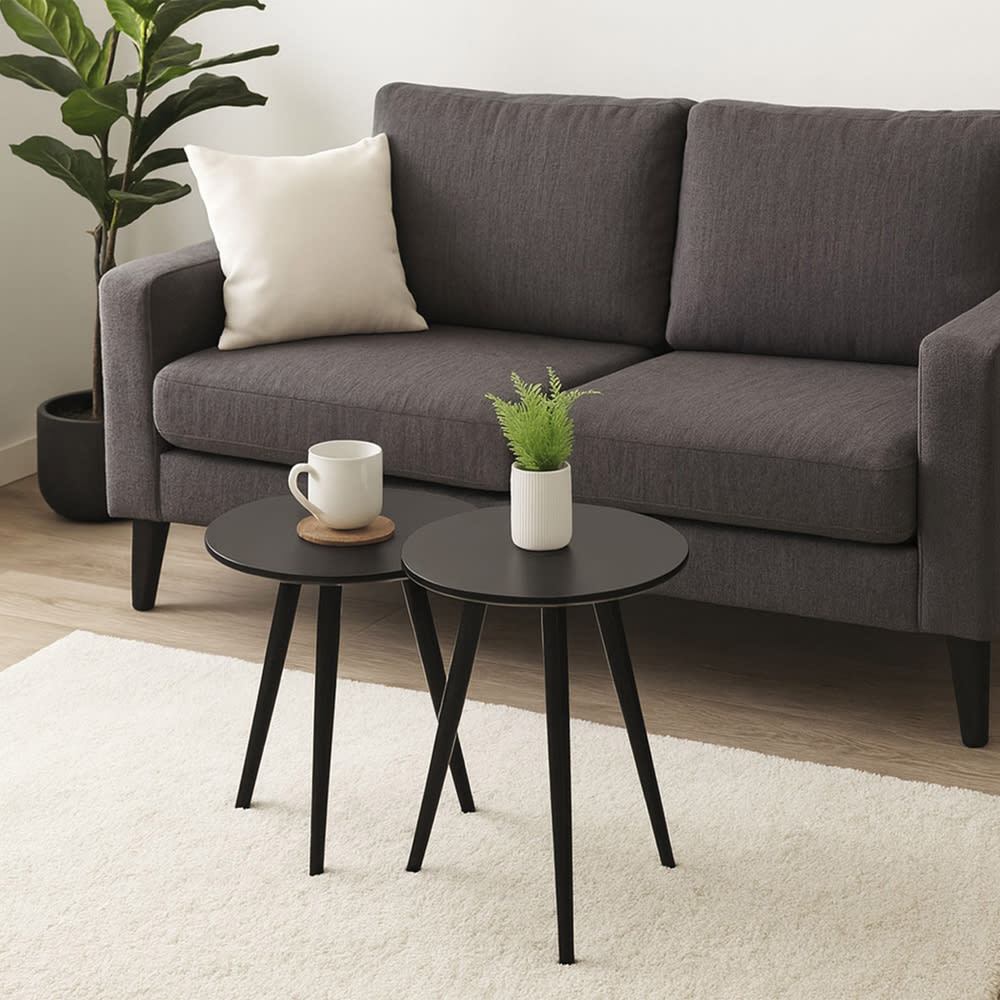 Couchtisch 2er-Set aus MDF & Metall, 50x50x50cm & 45x45x40cm,