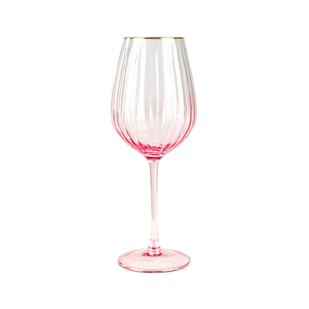 Lot de 4 verres à pied en verre 57,5cl rose Lot de 4 verres à pied en verre 57,5cl rose