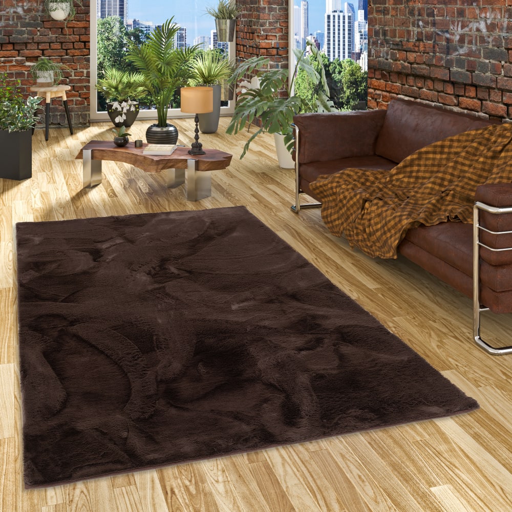 Tapis en fausse fourrure brun foncé 140x180 cm — vue 3