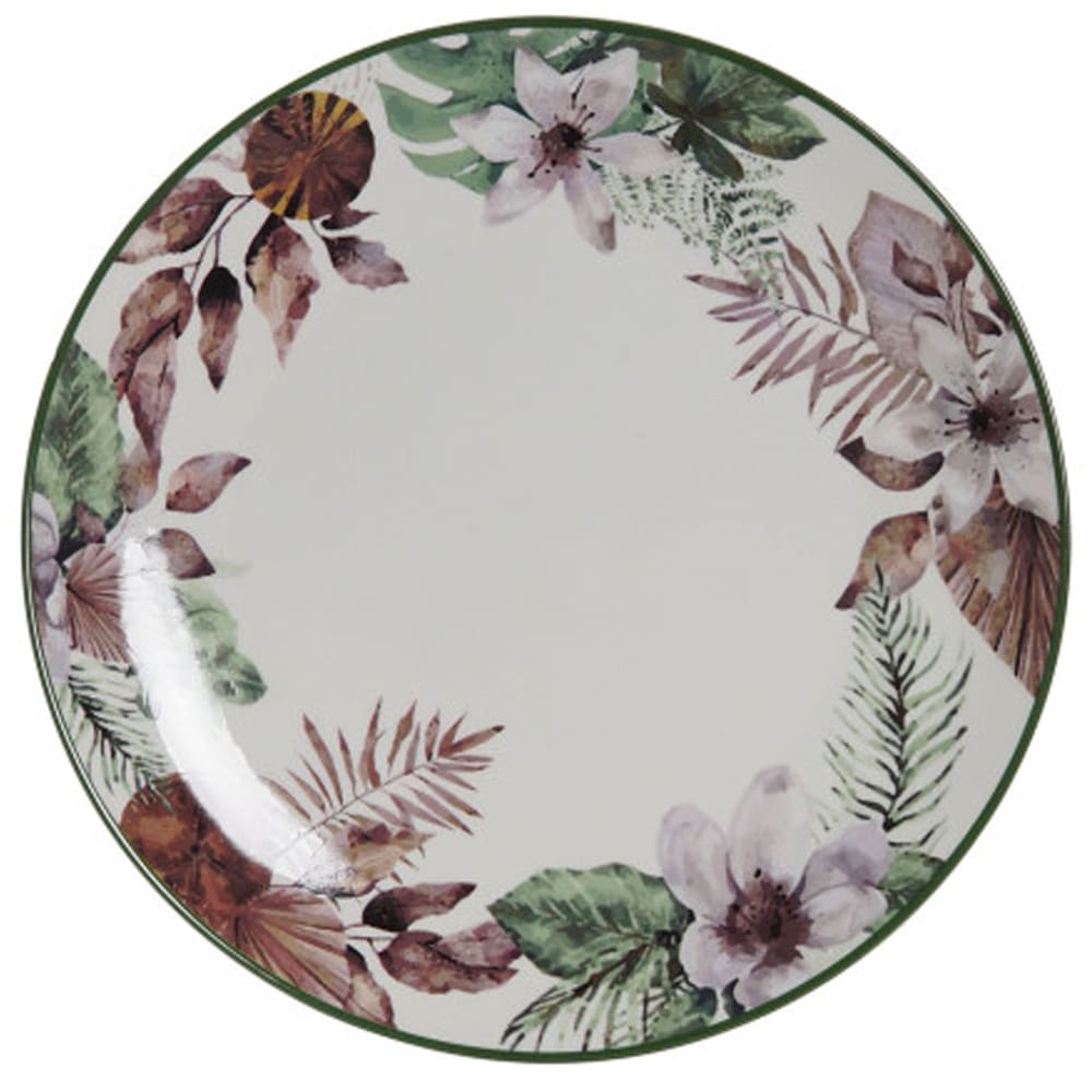 Assiette en porcelaine motif tropical 27x27x2cm Assiette en porcelaine motif tropical 27x27x2cm