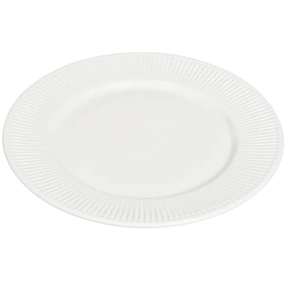 Assiette en porcelaine blanche striée 27x27x2cm Assiette en porcelaine blanche striée 27x27x2cm