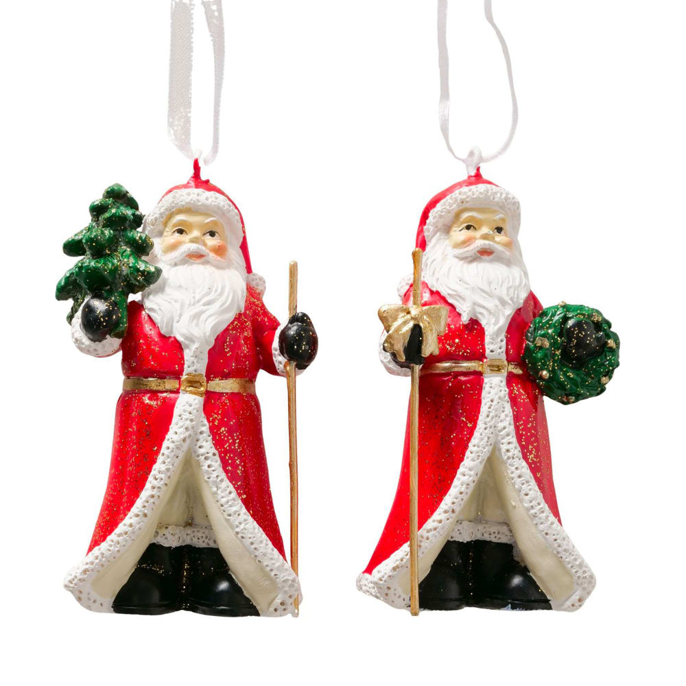 Set de 2 suspensions Père Noël 5x11x9.5cm
