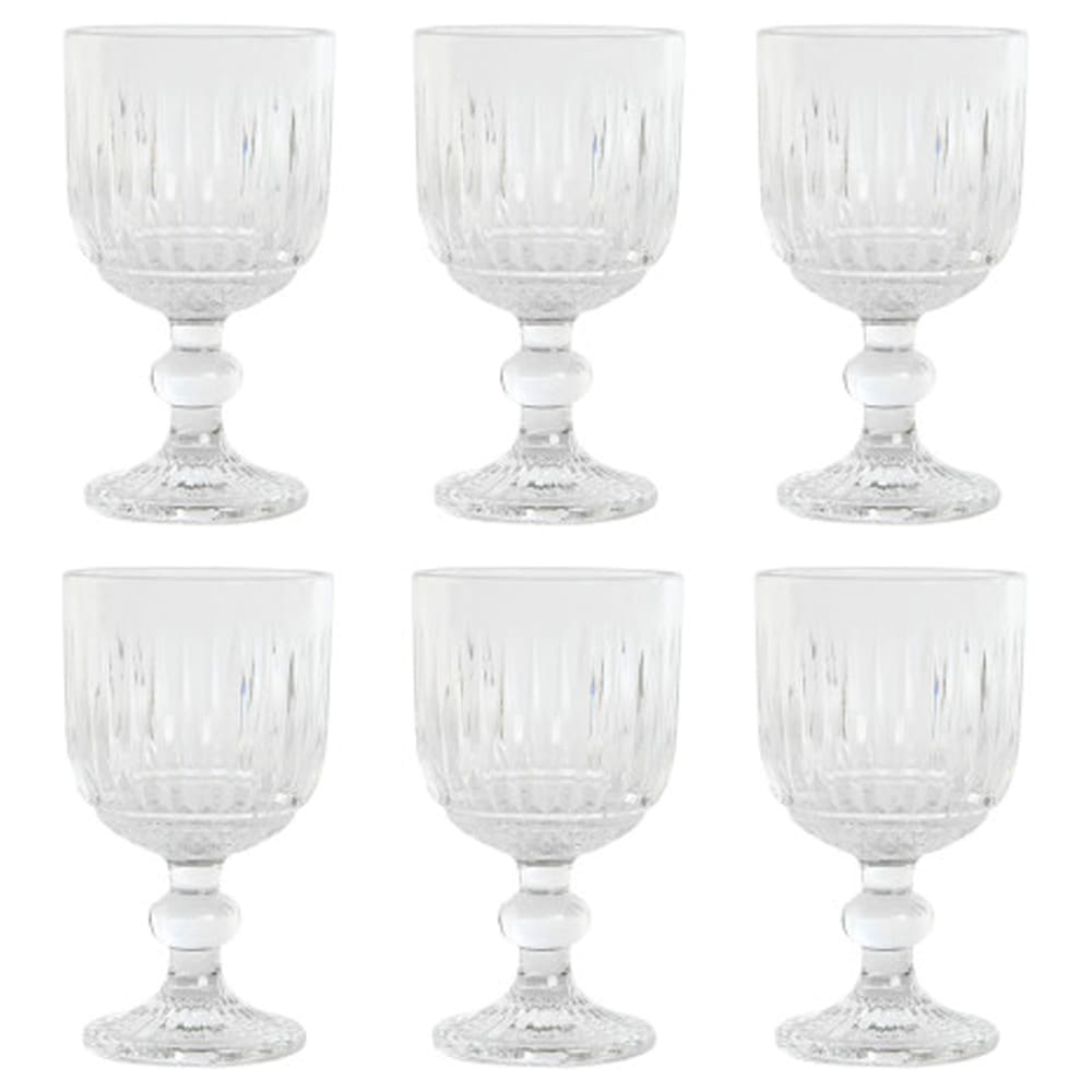 Set de 6 verres à vin sur pied en verre 26cl
