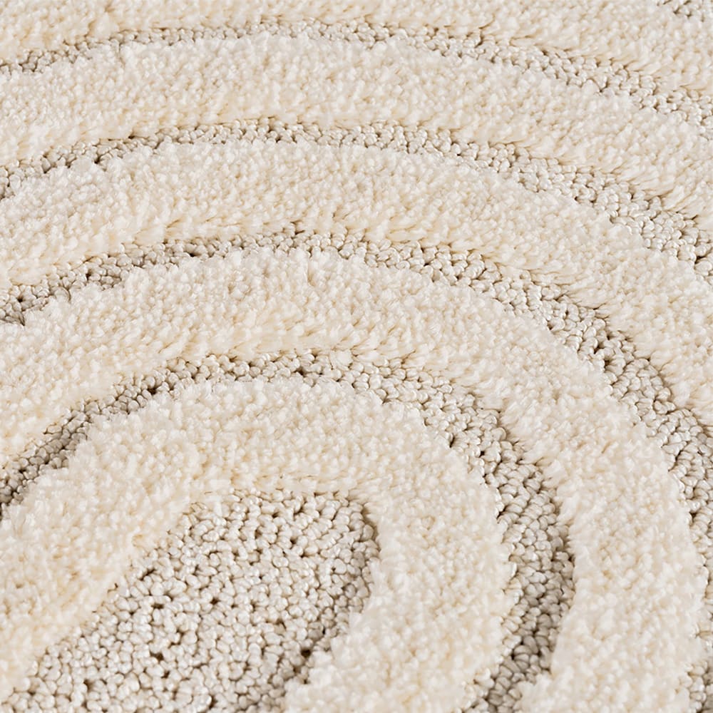 Tapis rond à motifs relief arcs crème 120x120cm — vue 4