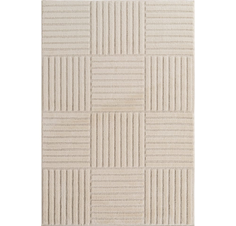 Tapis à motifs en relief damier crème 80x250cm