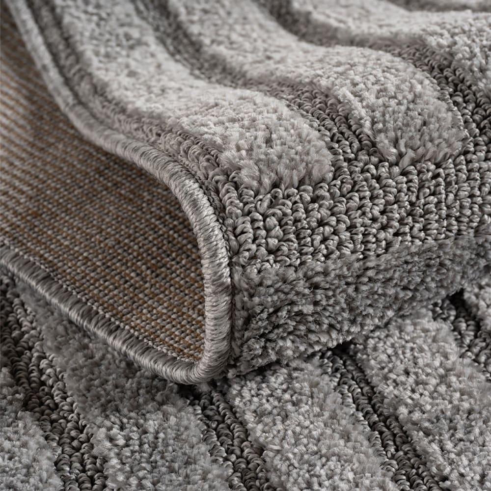Tapis rond à motifs relief damier gris 80x80cm — vue 4