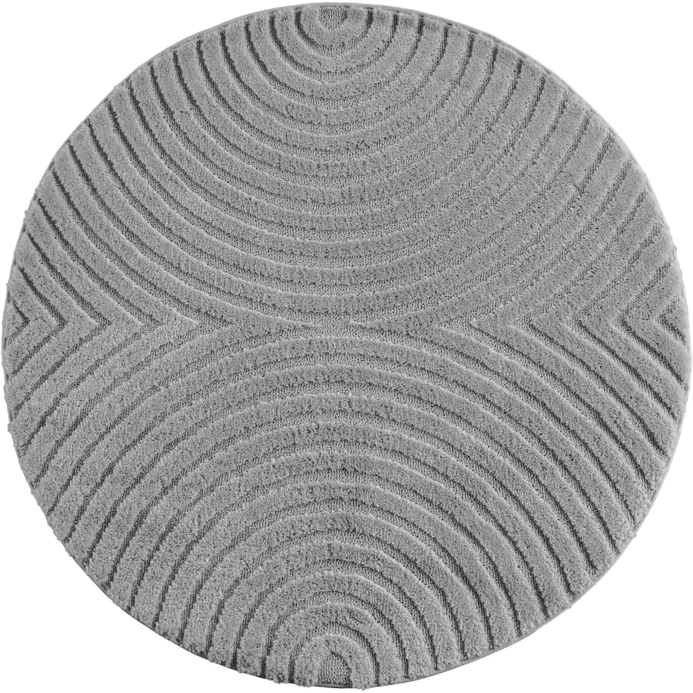 Tapis rond à motifs relief arcs gris 80x80cm