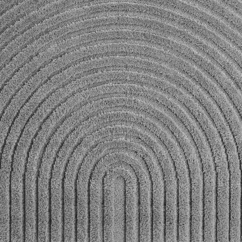 Tapis rond à motifs relief arcs gris 80x80cm — vue 3
