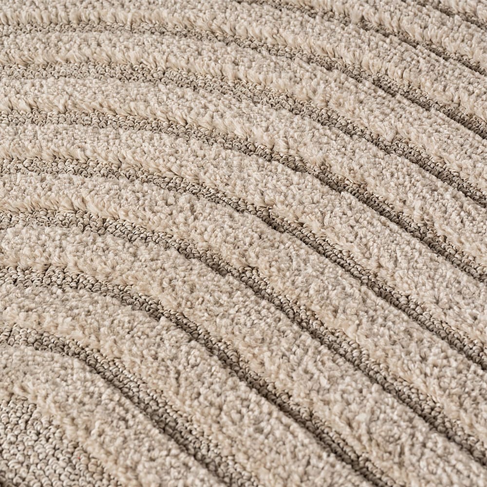 Tapis rond à motifs relief arcs beige 80x80cm — vue 4