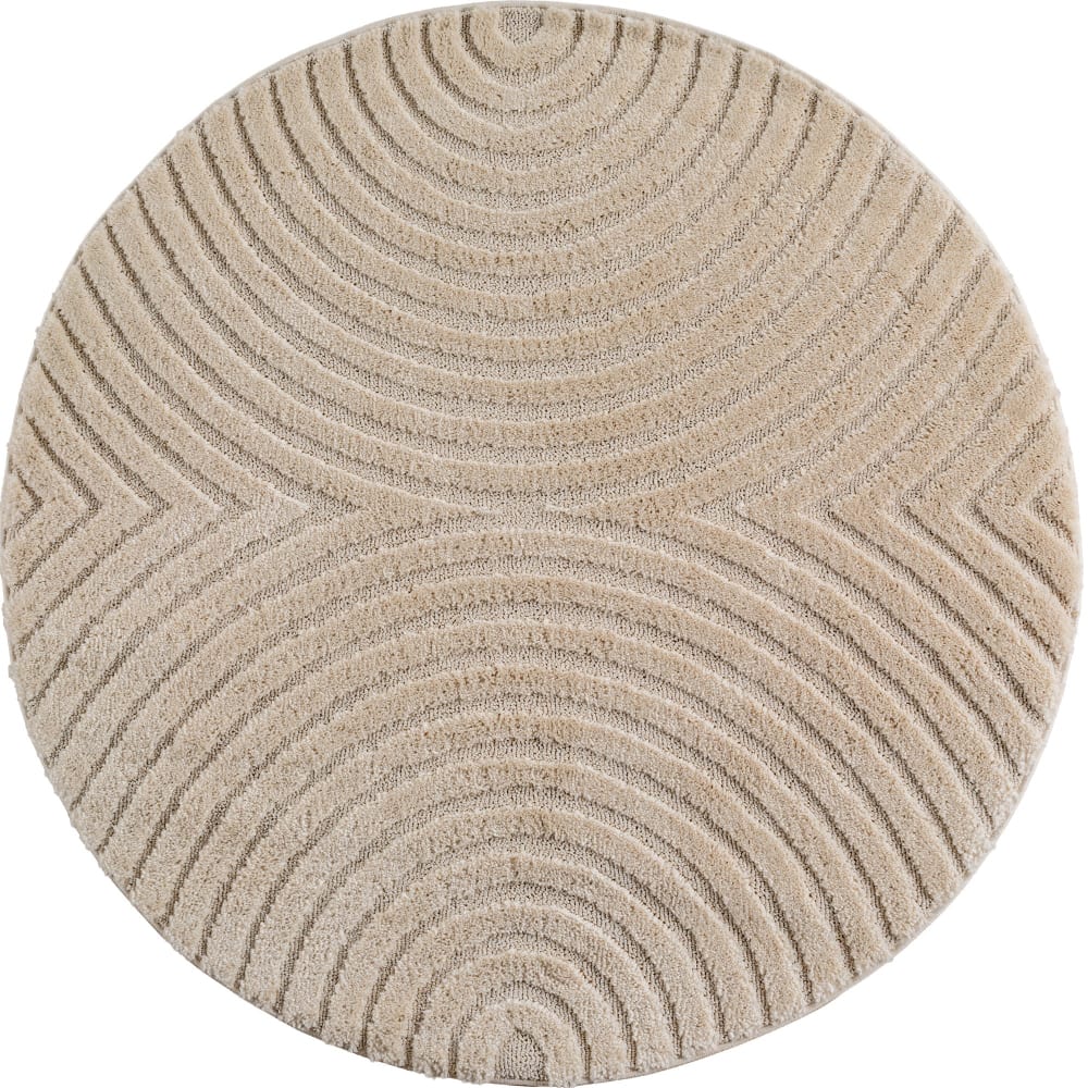 Tapis rond à motifs relief Arcs Beige 160x160cm
