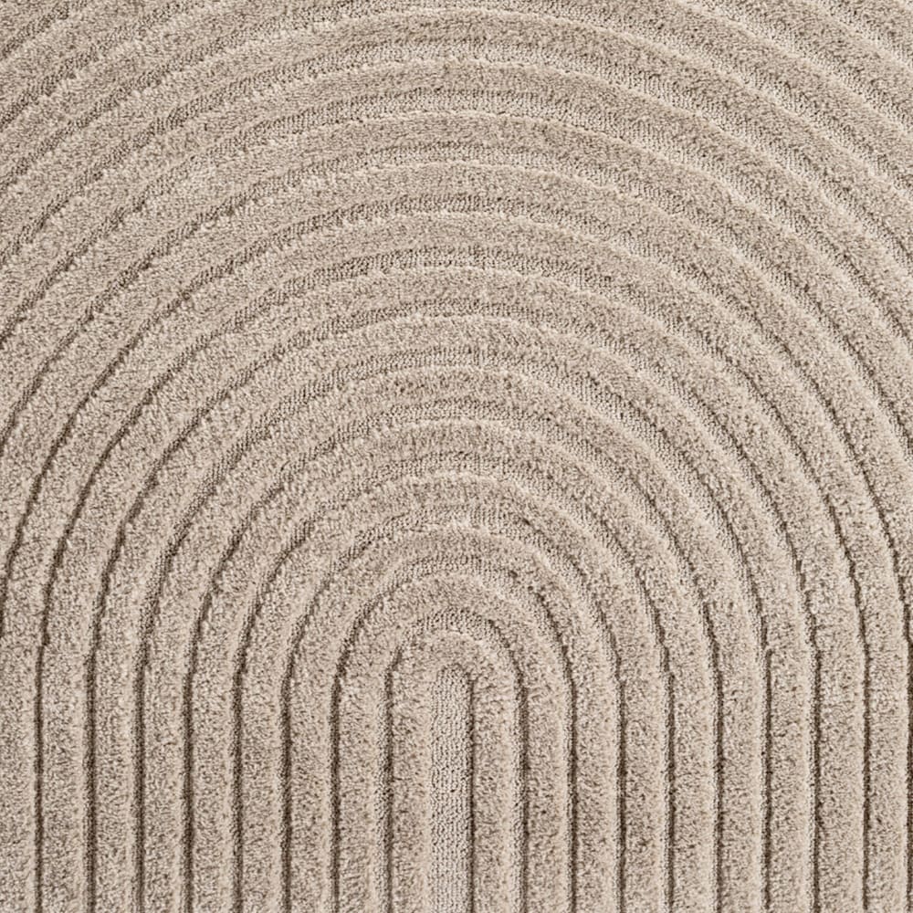 Tapis rond à motifs relief arcs beige 200x200cm — vue 3