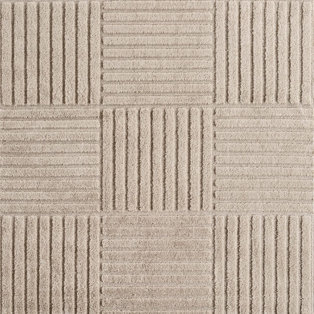 Tapis à motifs en relief damier beige 80x250cm — vue 4
