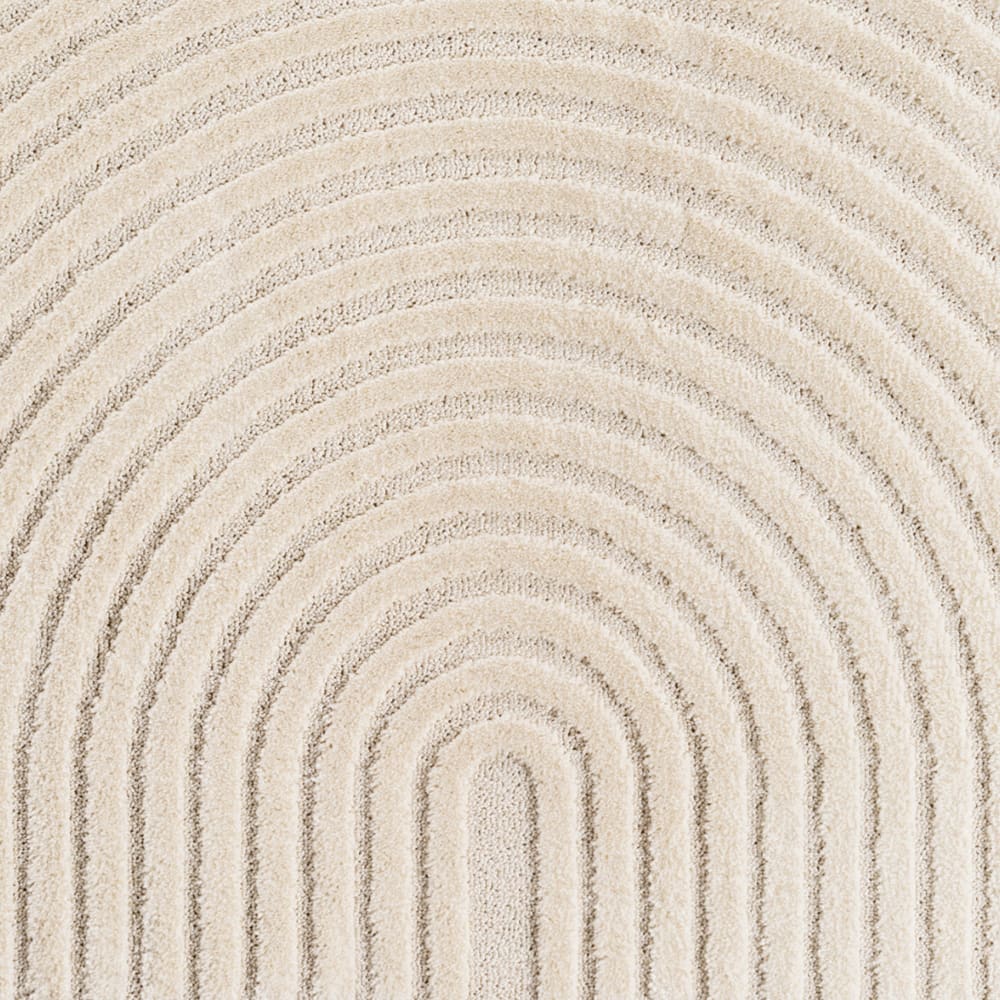 Tapis rond à motifs relief arcs crème 200x200cm — vue 3