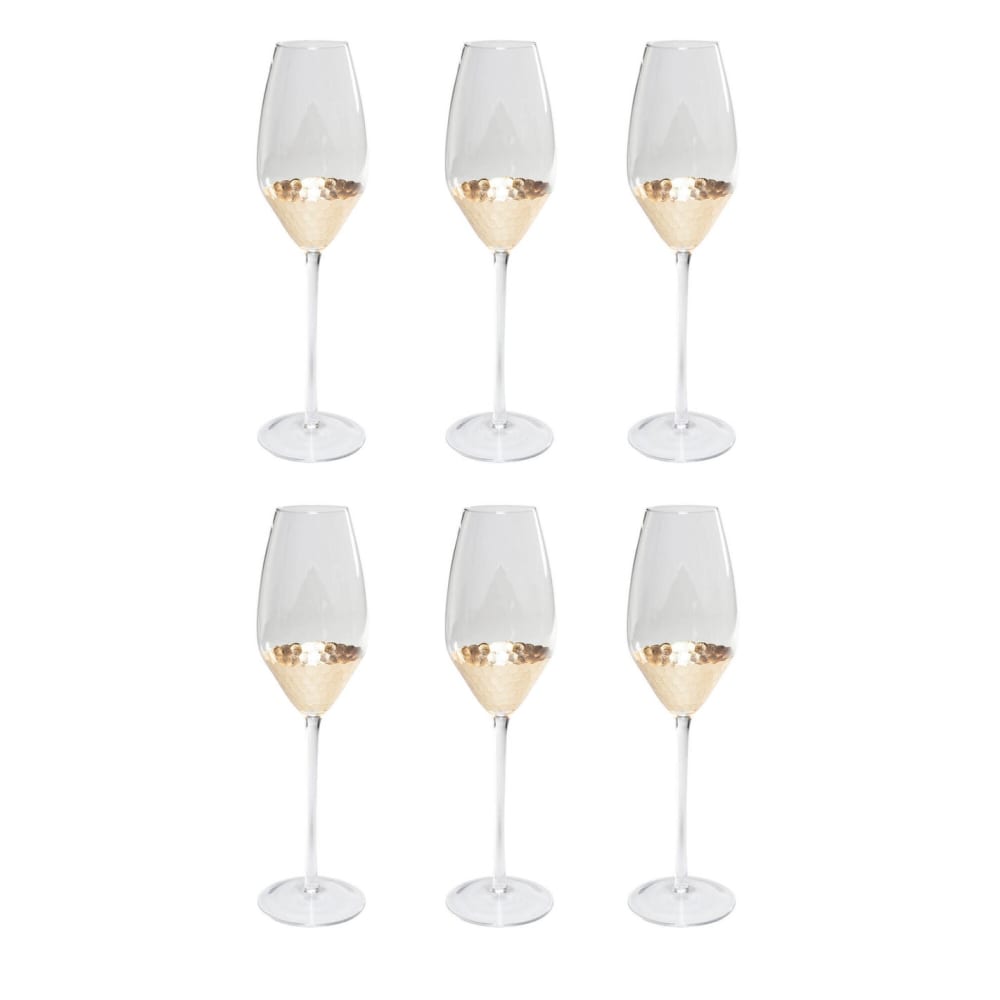 Kare Design 6er-Set Sektgläser mit goldfarbenem Muster style classic chic - Glas