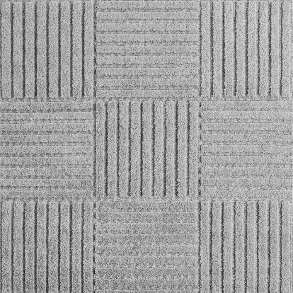 Tapis rond à motifs relief Damier Gris 200x200cm