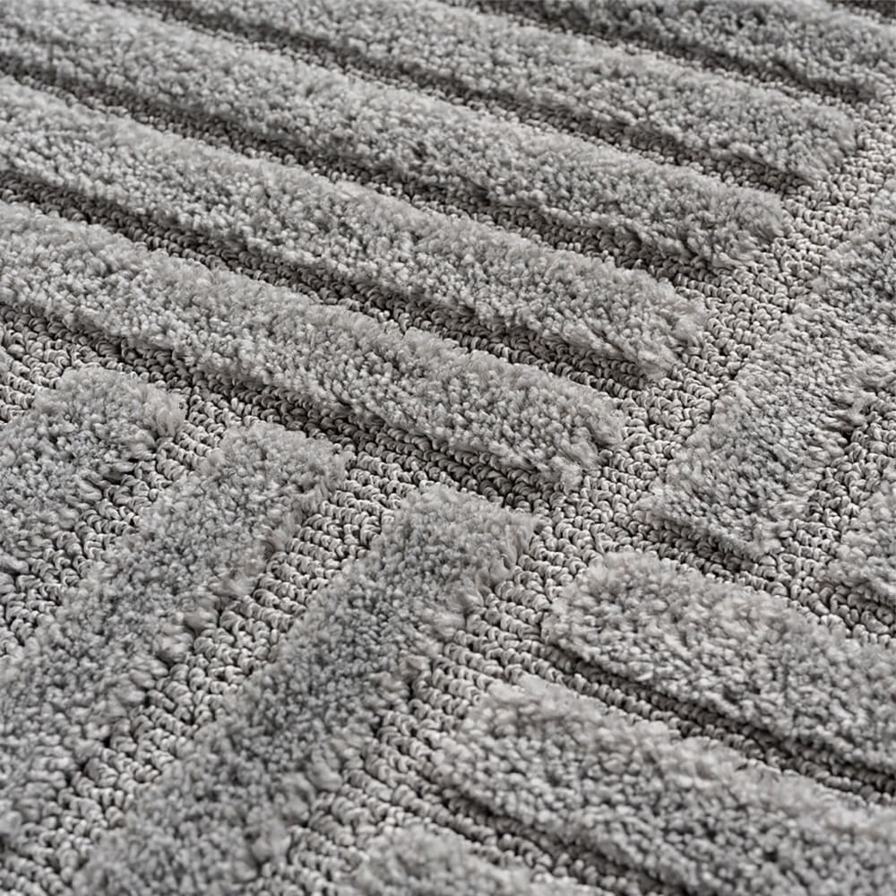 Tapis rond à motifs relief damier gris 200x200cm — vue 4