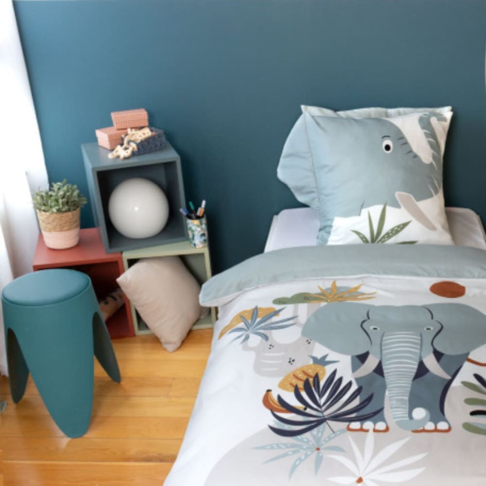 Parure de lit enfant Eleph – 140x200 cm + 1 taie – Coton imprimé - Maisons du Monde