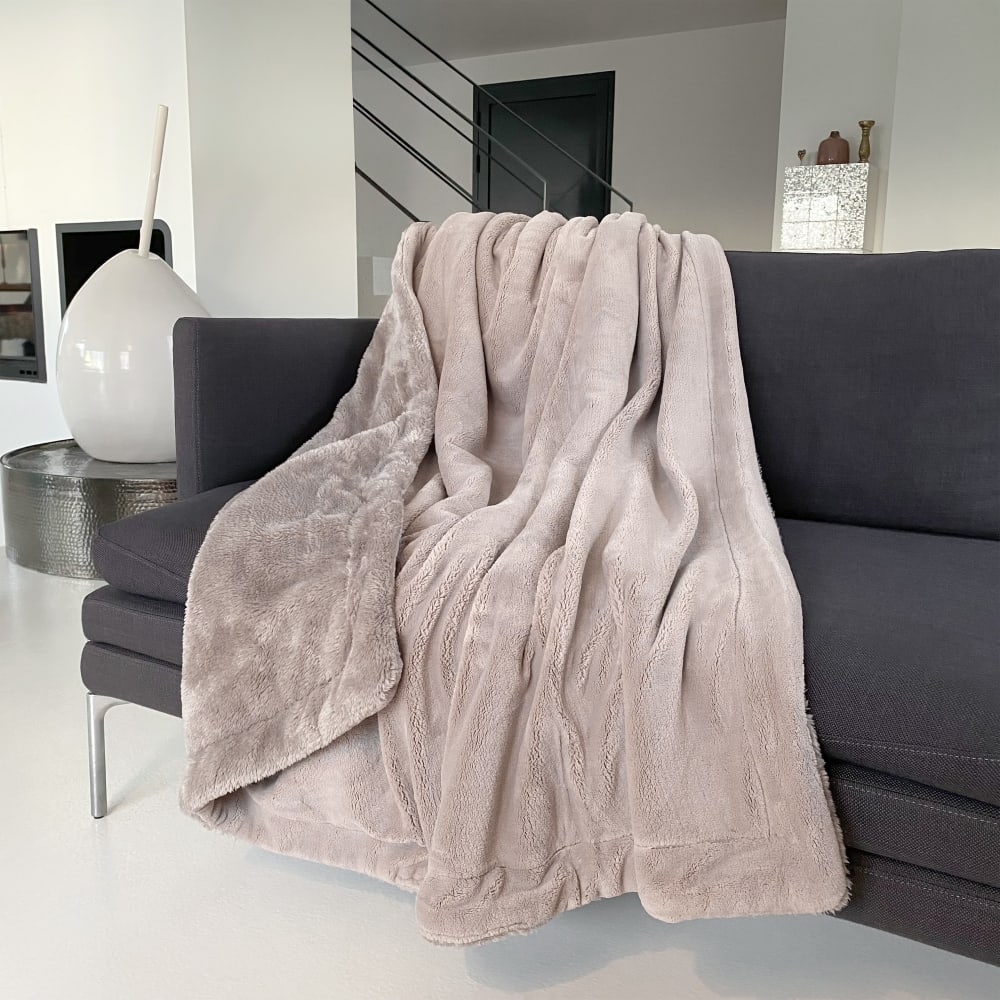 Plaid polaire Cozy beige taupe 130x170cm