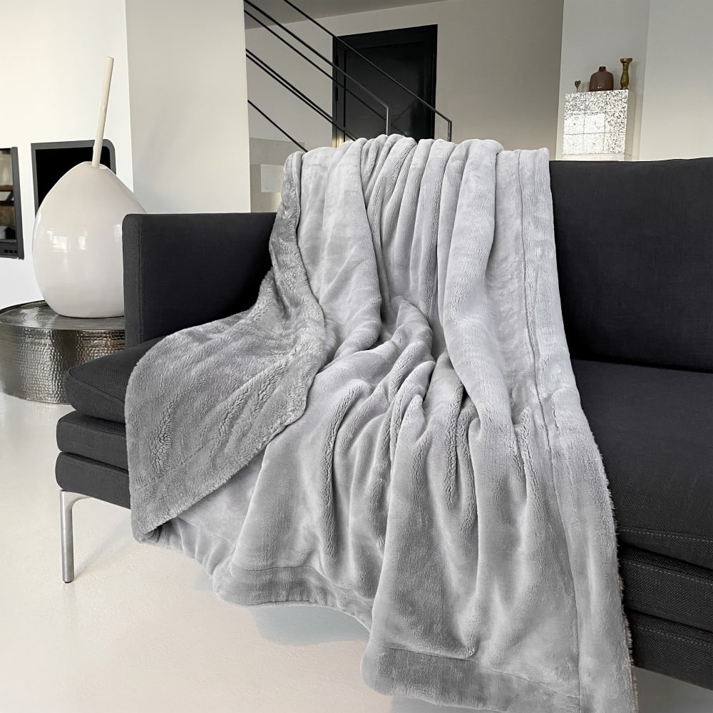 Plaid polaire Cozy gris clair 130x170cm